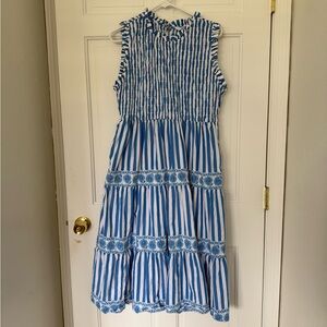 Crown & Ivy Blue and White Striped Midi Dress